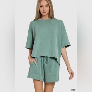 Zenana Ribbed Lounge Set